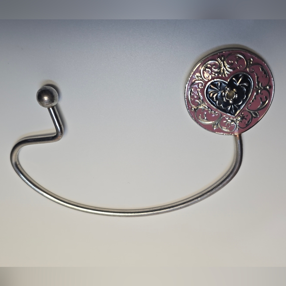 GANZ Silver and Pink Heart Handbag Hook